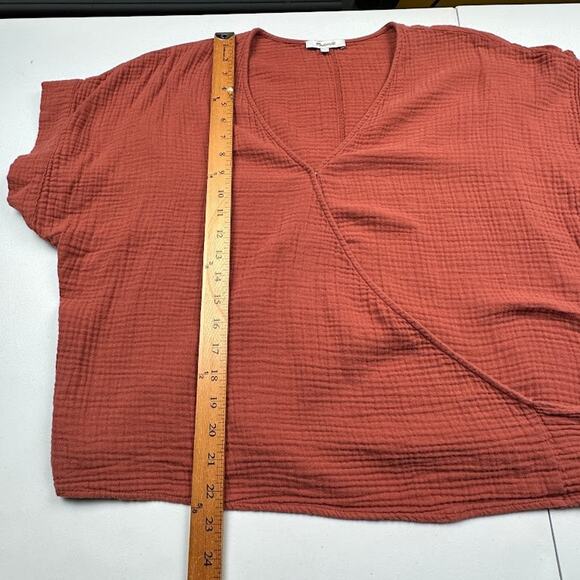 Madewell Top Womens XXL Rust Wrap Short Sleeve Gauze Boho Beach Preppy Resort - Picture 9 of 11